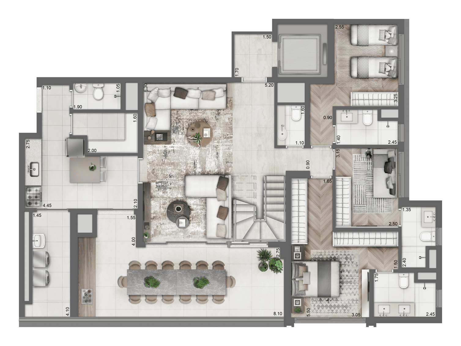 PLANTA TIPO INFERIOR 269,5m²