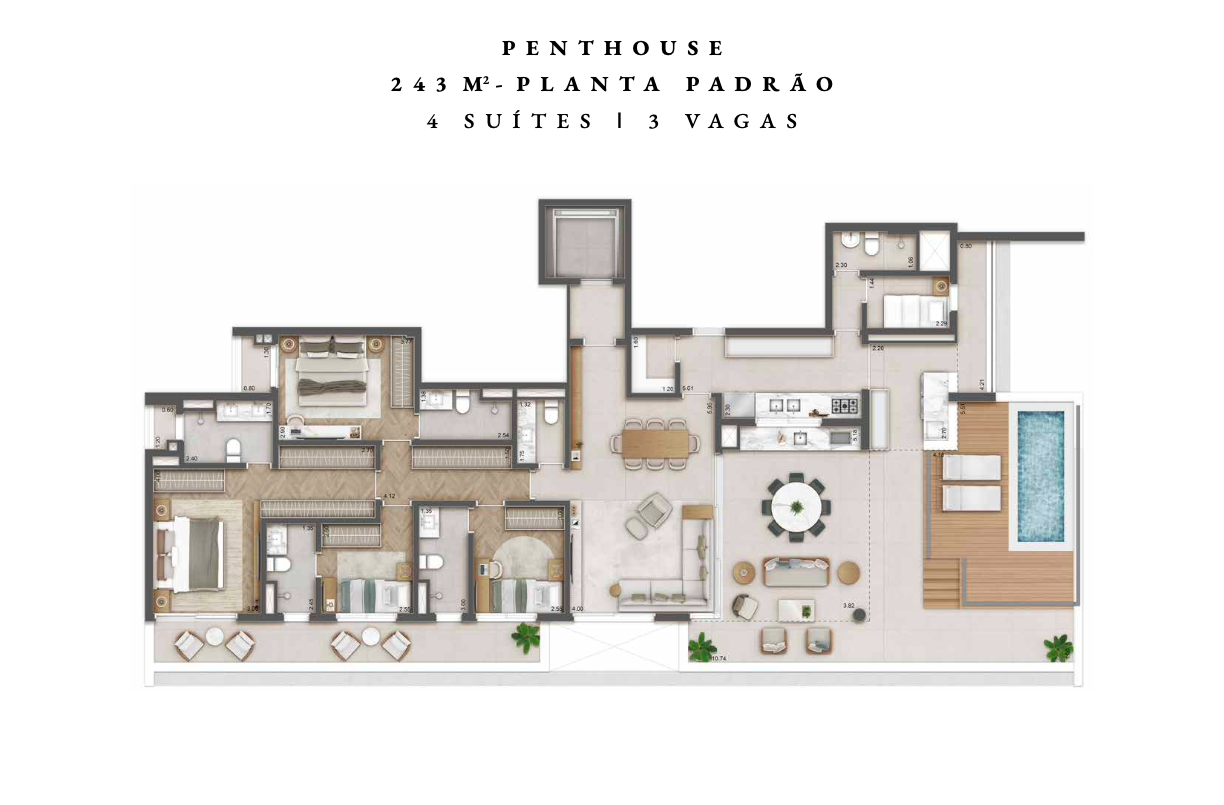243 m² Penthouse planta Padrao