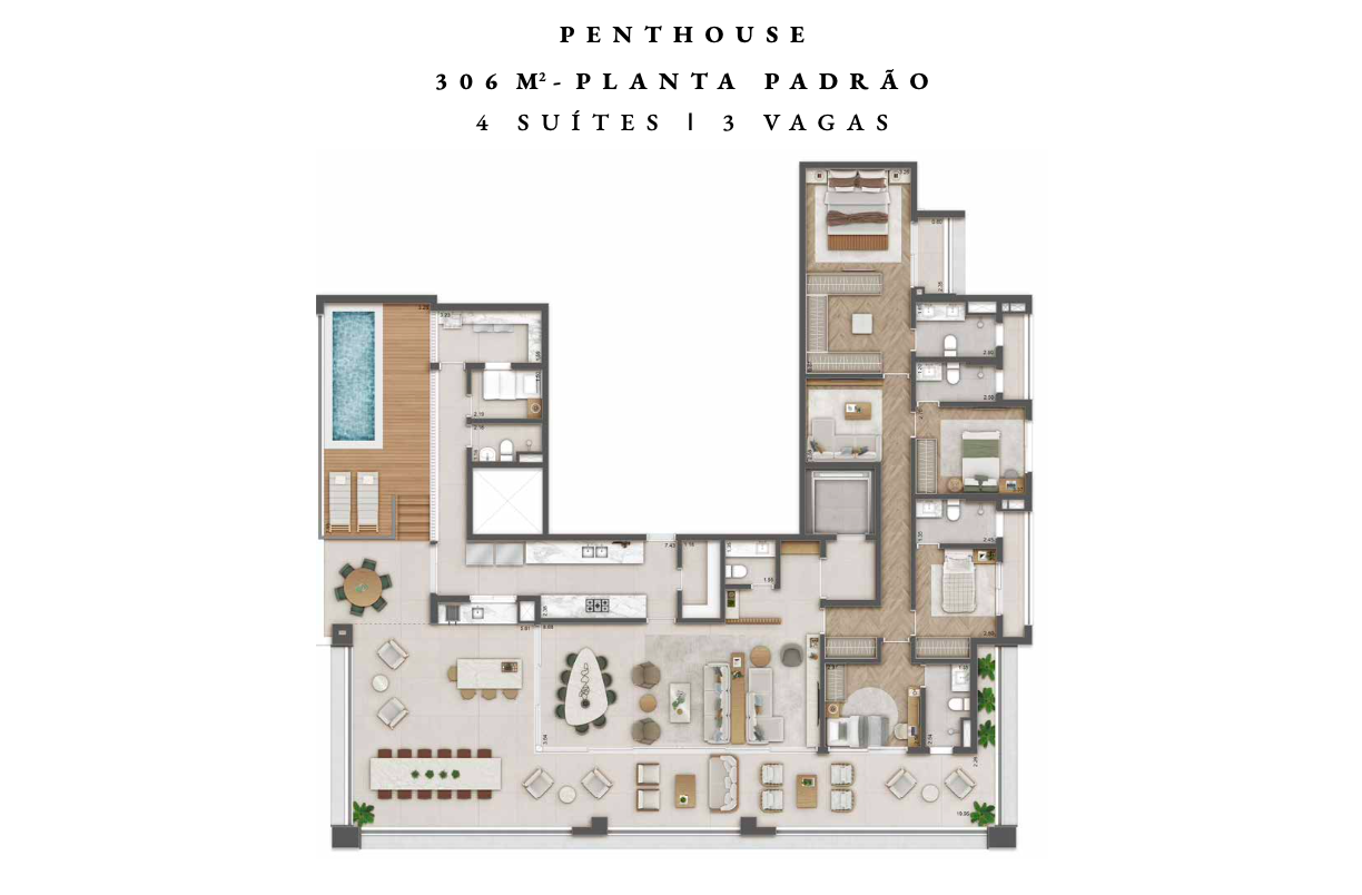 306 m² Penthouse planta Padrao