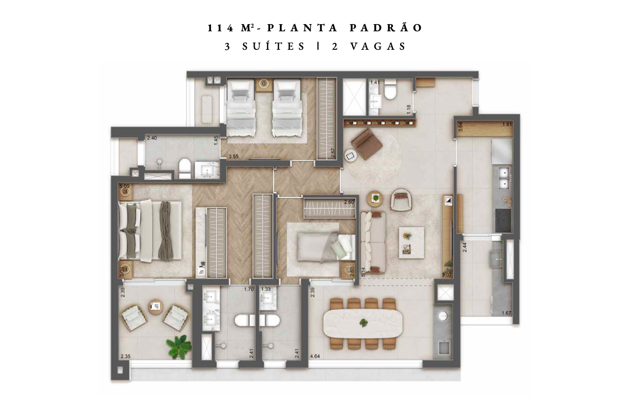 114 m² planta Padrao