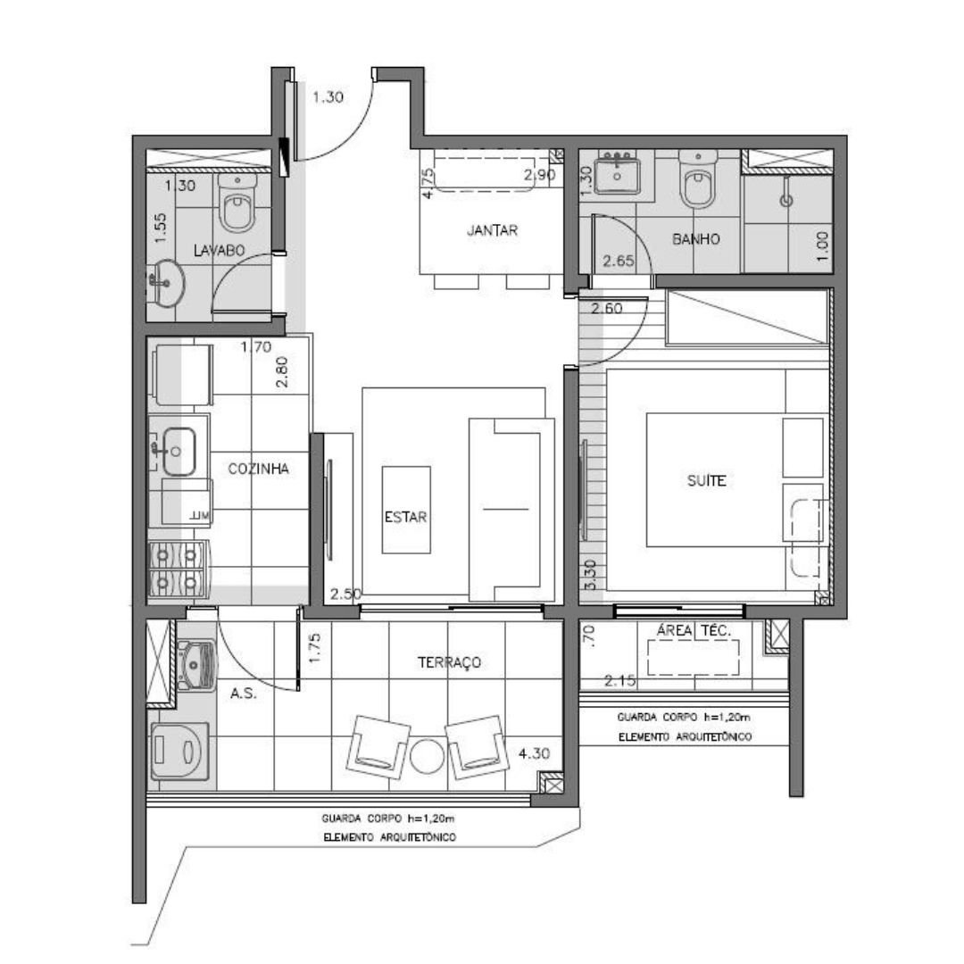 Planta de 48m²
