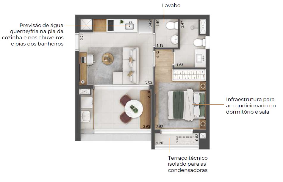 Planta 42,4m²