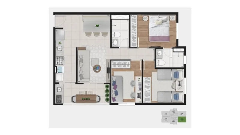 planta com 64m²