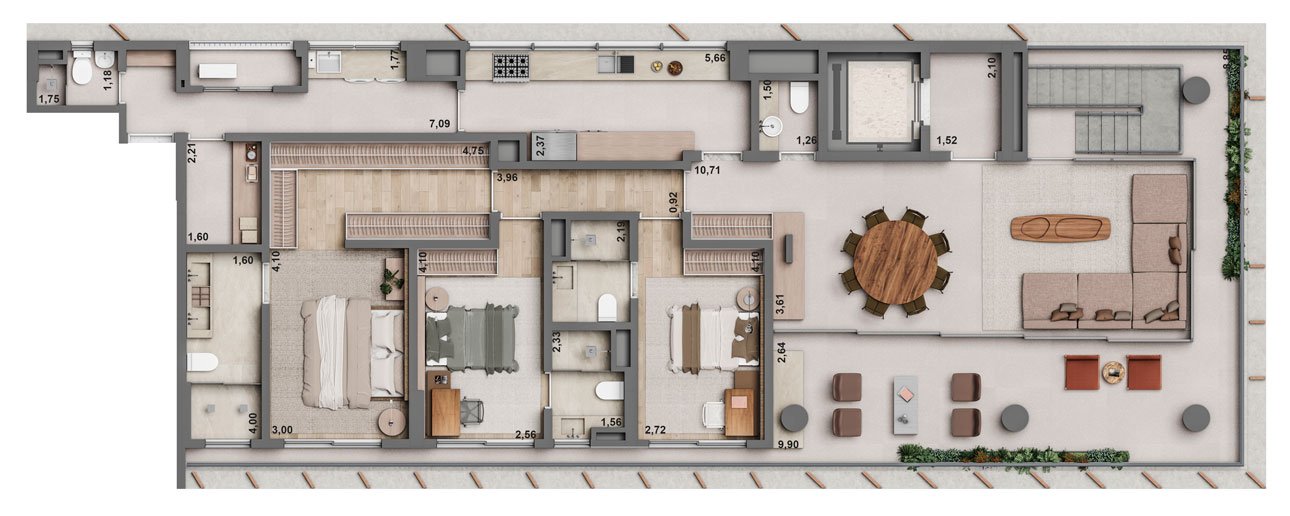 Planta Cobertura 339m²- inferior