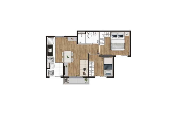 planta 2 dorms - tipoD