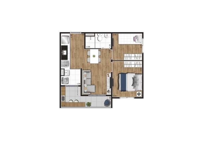 planta 2 dorms - tipo A