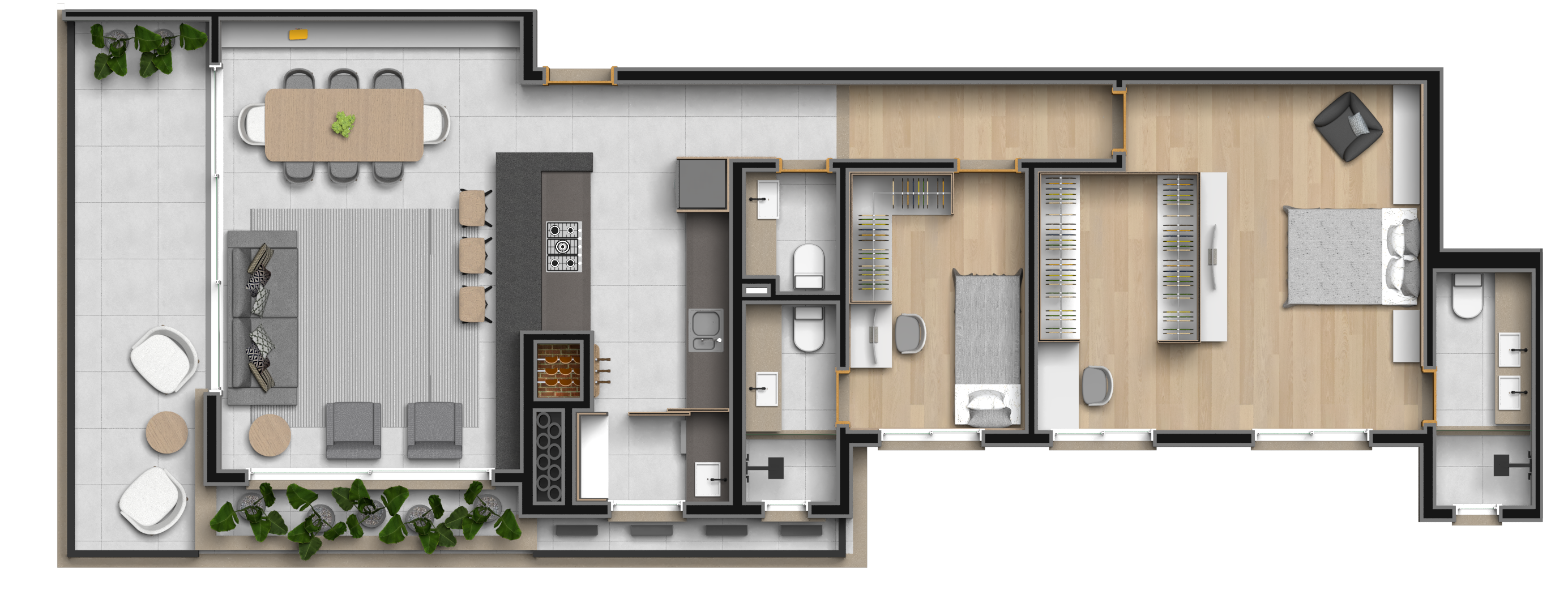 Double suíte com closet amplo 125 m²