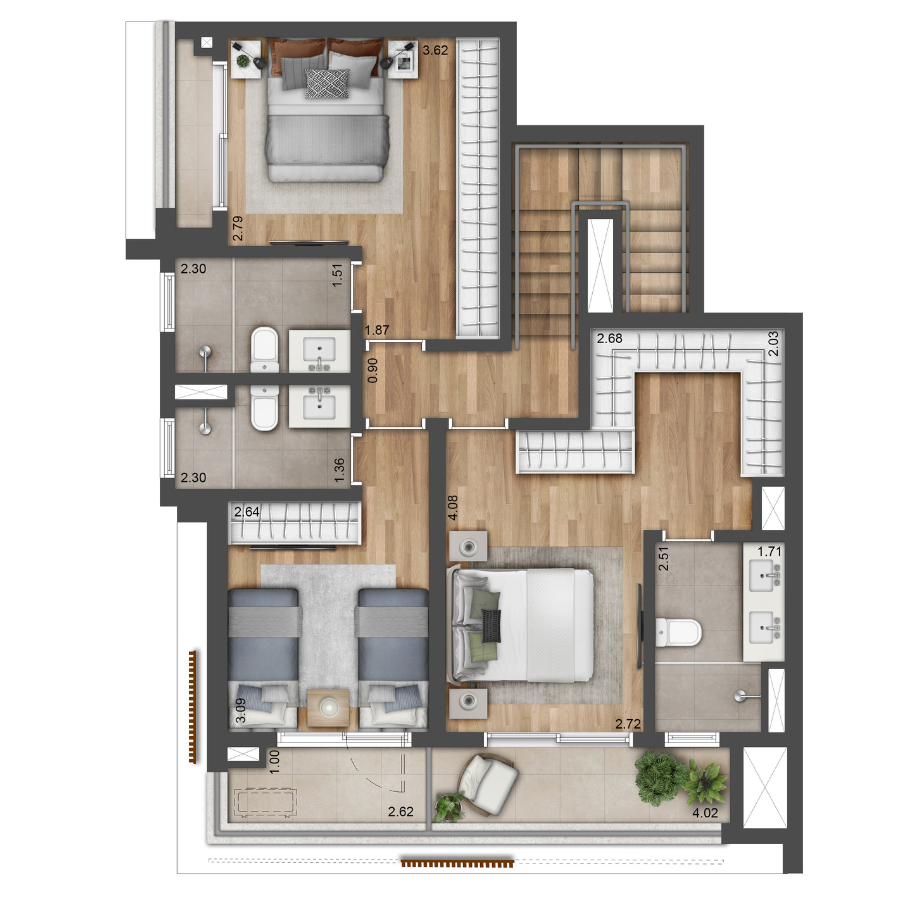 205m² duplex inferior