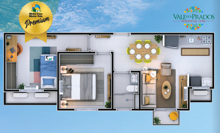 Plantão 2 Dorms. Terraço | 45,69m