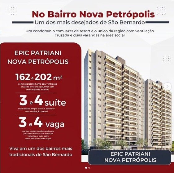 EPIC PATRIANI: Alta rentabilidade e alto padrão com inovações tecnológicas e inteligentes  São Bernardo do Campo - 