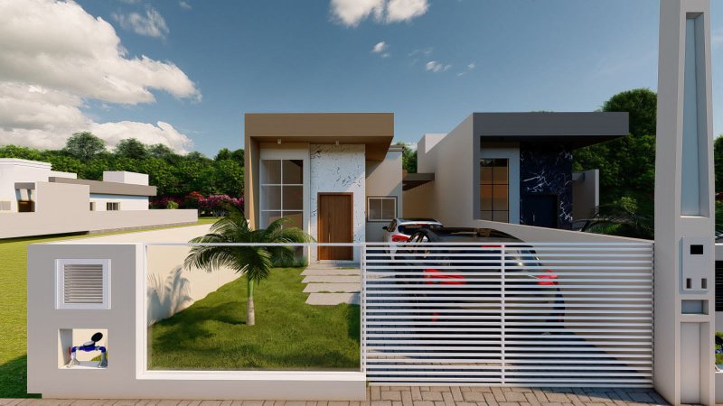 LINDA CASA COM 1 SUÍTE MAIS 2 DORMITÓRIOS NO CENTRO DA GUABIRUBA - Guabiruba - 