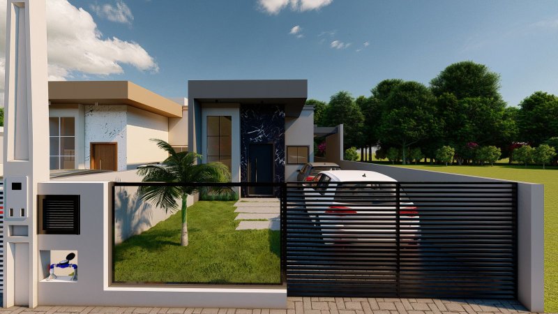 LINDA CASA COM 1 SUÍTE MAIS 2 DORMITÓRIOS NO CENTRO DA GUABIRUBA - Guabiruba - 