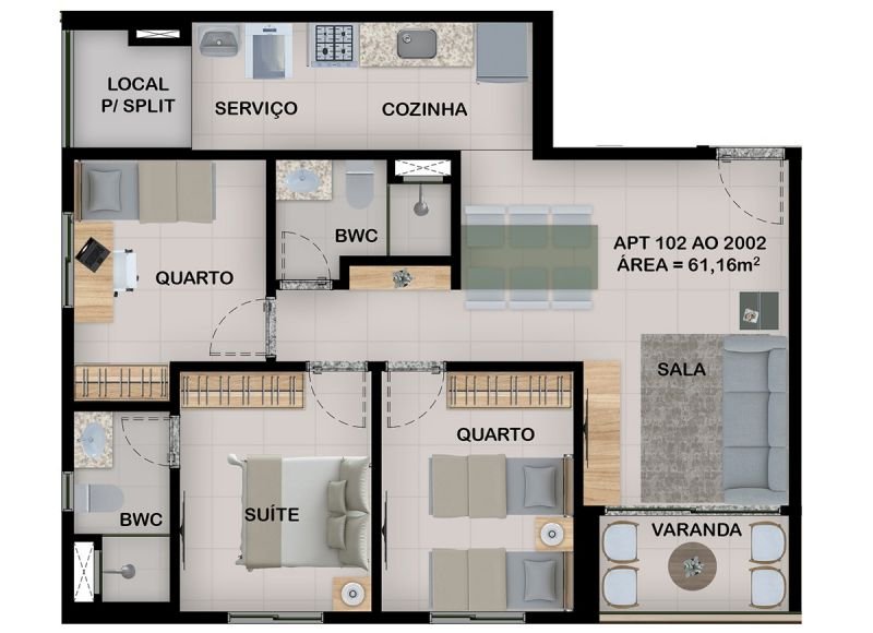 Apartamento à venda com 3 quartos, 61m² - Foto 19