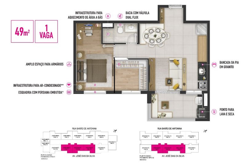 Breve Lançamento de apartamentos com 49m² com 1 ou 2 dormitórios em Barueri por R$ 349.900 Avenida José Dias da Silva Barueri - 