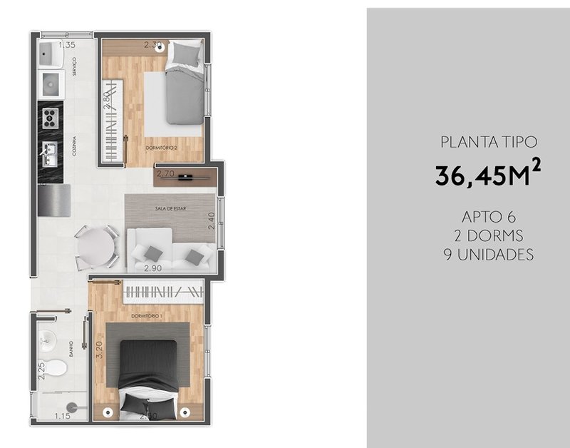 Novíssimo Apartamento de 2 Quartos na Vila Matilde, São Paulo - Em Construção, Com Sala de Rua Benedito Passos São Paulo - Opção de Planta