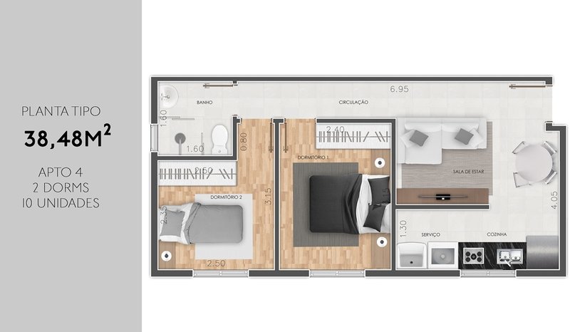 Novíssimo Apartamento de 2 Quartos na Vila Matilde, São Paulo - Em Construção, Com Sala de Rua Benedito Passos São Paulo - Opção de Planta