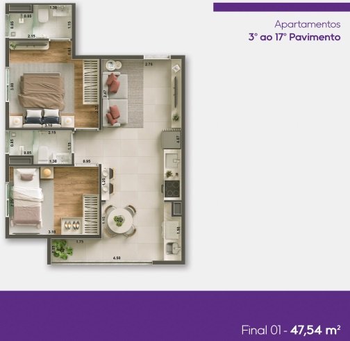 Apartamento para venda com 40m² com 2 dormitórios na Penha - Opção com/ou sem VAGA Rua Doutor Suzano Brandão São Paulo - Planta
