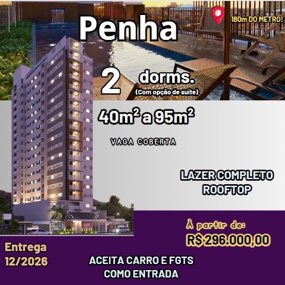 Apartamento para venda com 40m² com 2 dormitórios na Penha - Opção com/ou sem VAGA Rua Doutor Suzano Brandão São Paulo - Marketing