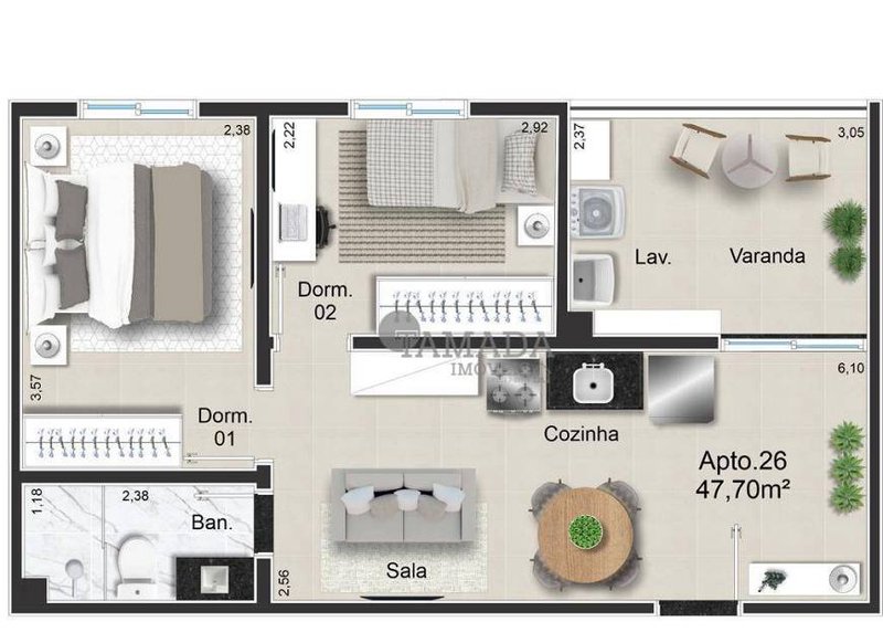 Apartamento à venda 40m² 2 dormitórios com varanda na Vila Carrão - Também opção com VAGA Rua Dentista Barreto São Paulo - 