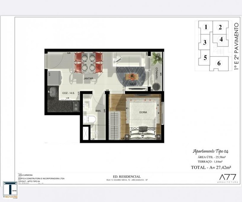 Apartamento à venda ao lado do Metrô Penha 1 ou 2 dormitórios - todos com sacadas! Rua Tenente-Coronel Soares Neiva São Paulo - Planta