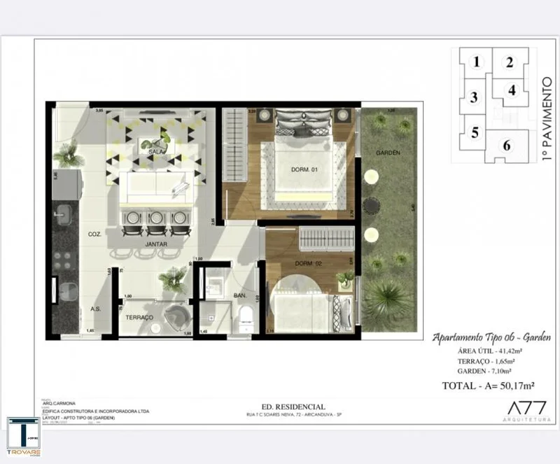 Apartamento à venda ao lado do Metrô Penha 1 ou 2 dormitórios - todos com sacadas! Rua Tenente-Coronel Soares Neiva São Paulo - Planta