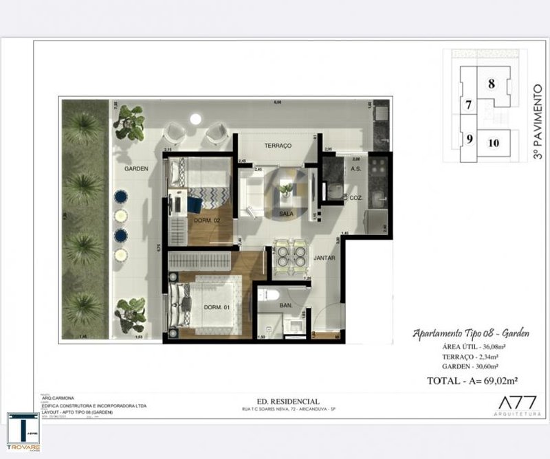 Apartamento à venda ao lado do Metrô Penha 1 ou 2 dormitórios - todos com sacadas! Rua Tenente-Coronel Soares Neiva São Paulo - Planta