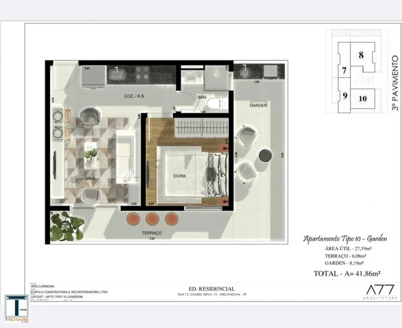 Apartamento à venda ao lado do Metrô Penha 1 ou 2 dormitórios - todos com sacadas! Rua Tenente-Coronel Soares Neiva São Paulo - Planta