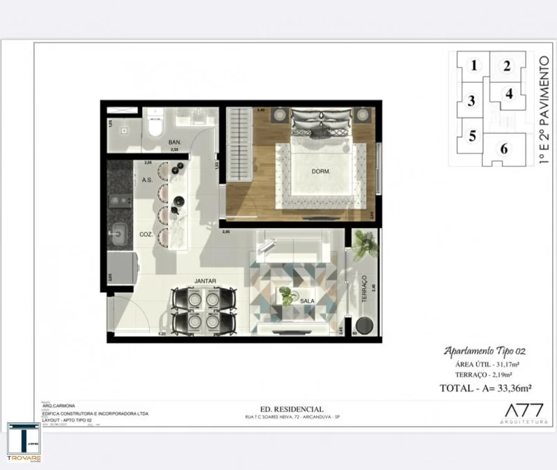 Apartamento à venda ao lado do Metrô Penha 1 ou 2 dormitórios - todos com sacadas! Rua Tenente-Coronel Soares Neiva São Paulo - Planta