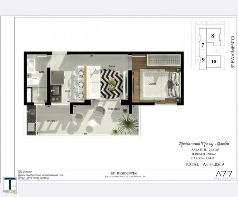 Apartamento à venda ao lado do Metrô Penha 1 ou 2 dormitórios - todos com sacadas! Rua Tenente-Coronel Soares Neiva São Paulo - Planta