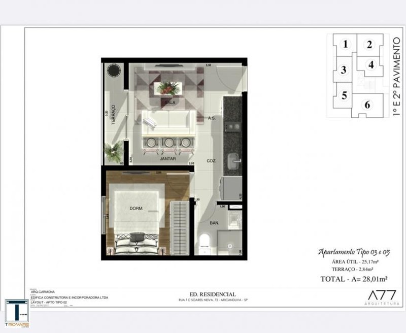 Apartamento à venda ao lado do Metrô Penha 1 ou 2 dormitórios - todos com sacadas! Rua Tenente-Coronel Soares Neiva São Paulo - Planta