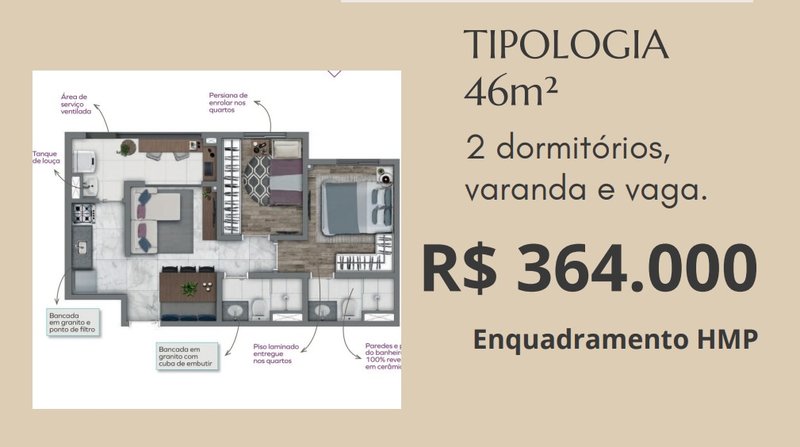 2 dormitórios com vaga e varanda na ver João de Luca Rua Guilherme Gama São Paulo - 