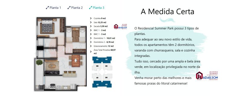 Apartamentos em Floripa SC com 2 Dormitórios – Summer Park Residence a partir R$ 339.000  Florianópolis - 