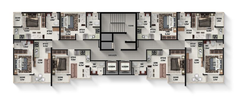 APARTAMENTO FLAT COM 1 DORMITÓRIO NA SANTA TEREZINHA - Brusque - 