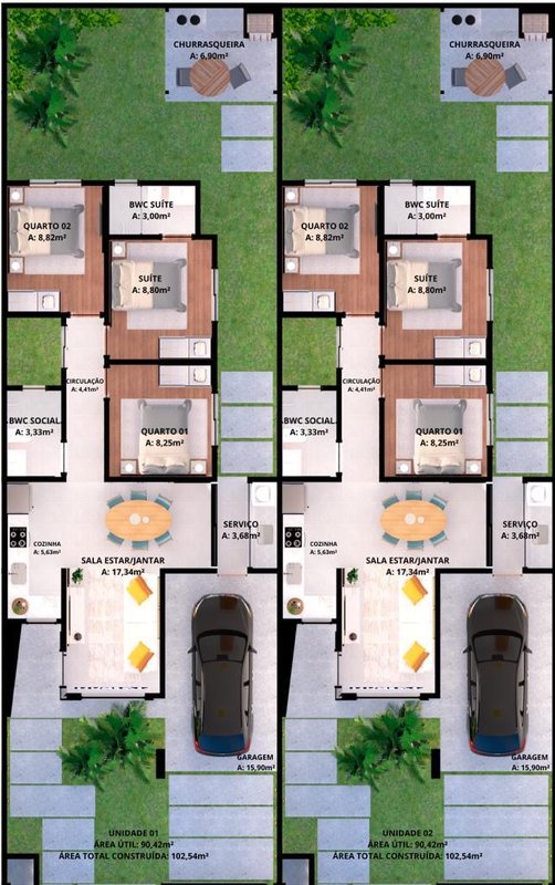 CASA COM 1 SUÍTE MAIS 2 DORMITÓRIOS NO CENTRO - Guabiruba - 