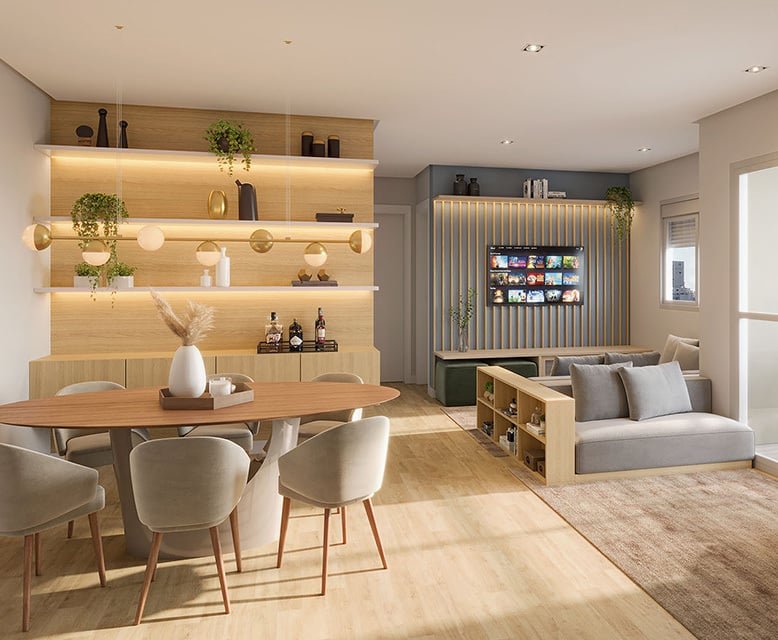 Apartamento Unni by Plano&Plano Felicitá 59.05m² 3D Coronel Mário de Azevedo São Paulo - Living