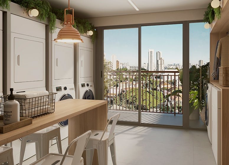Apartamento Oriz by Plano&Plano - Residencial 39.31m² 2D Dom Manuel São Paulo - Lavanderia