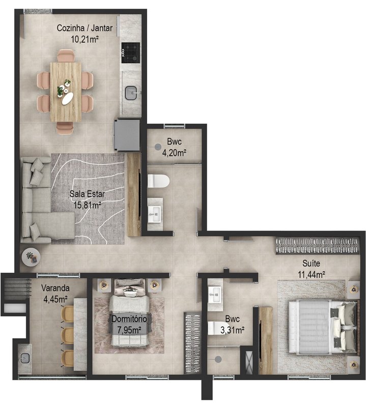 APARTAMENTO COM 2 DORMITÓRIOS NA AZAMBUJA - Brusque - 
