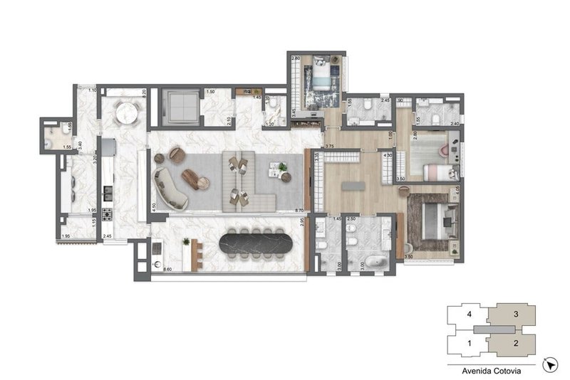 Apartamento a venda - Alameda dos Arapanés - 3 suítes 213m² dos Arapanés São Paulo - 