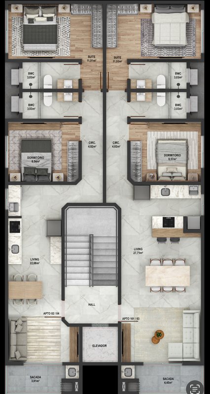 APARTAMENTO COM 1 SUÍTE MAIS 1 DORMITÓRIOS  EM BALNEARIO PIÇARRAS - Balneário Piçarras - 
