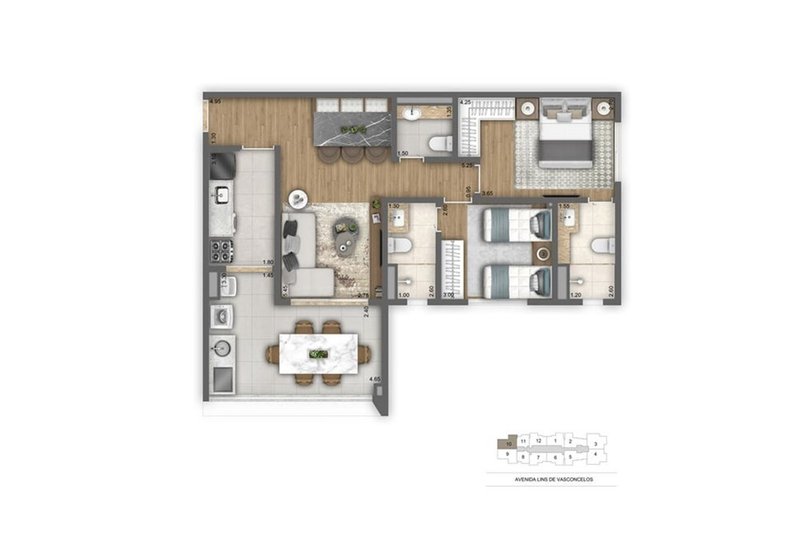 Apartamento a venda - Vila Mariana - 2 suítes 76m² Lins de Vasconcelos São Paulo - 