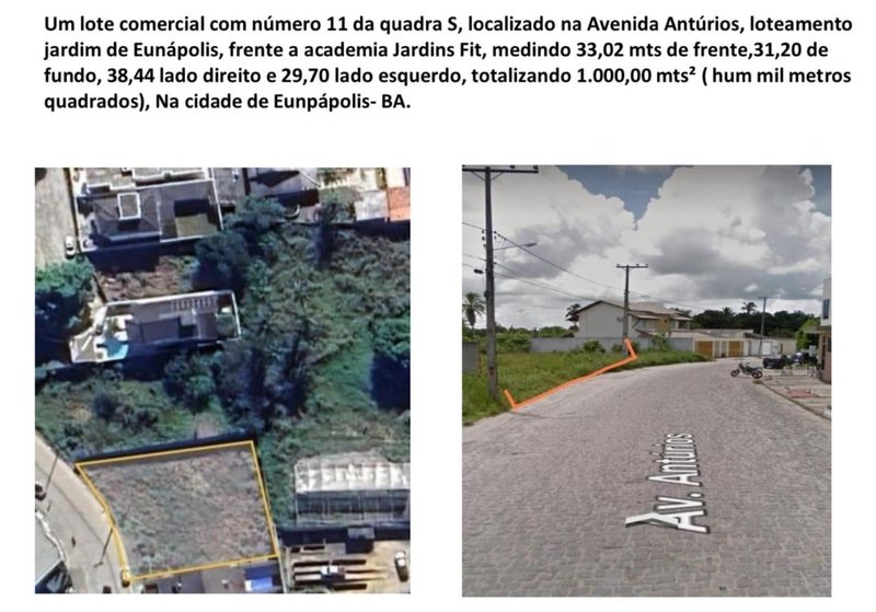 Terreno amplo ideal para empreendimentos imobiliários em Eunápolis Avenida Antúrios  Eunápolis - 
