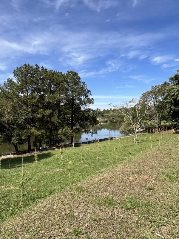 Terreno Exclusivo à Venda – Frente para o Lago | 1.000m² | Esquina | Aclive com Vista Priv Estrada Ferroviário João de Oliveira Sorocaba - Vista do terreno para o lado direito do lago