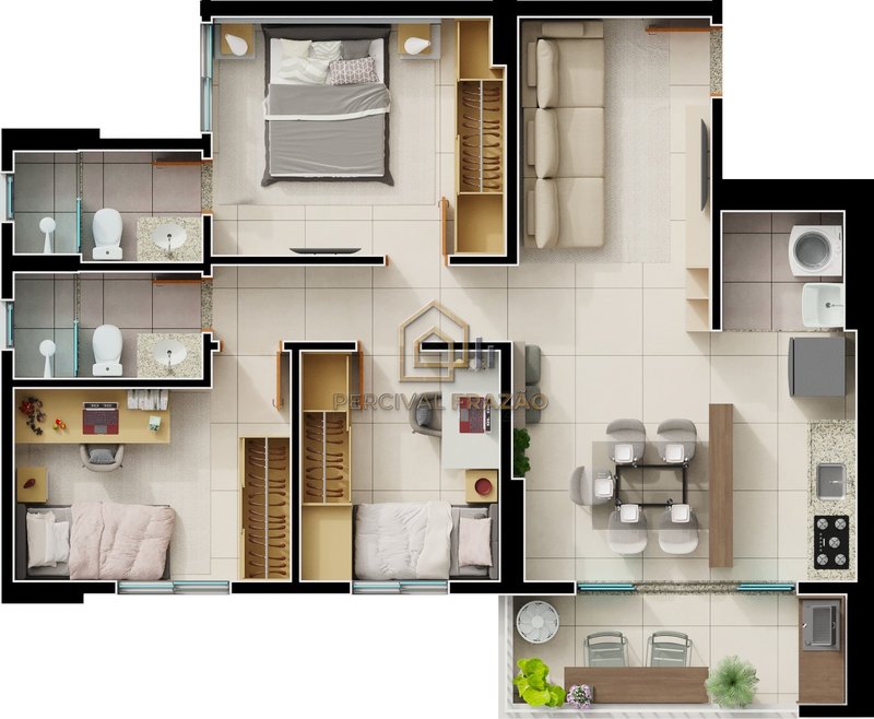 AGIO RESIDENCIAL VARANDAS BUENO 78m2 - R$ 179.292,68 - ANDAR 31 FINAL B - ENTREGA AGO/2026 Avenida T 3 Goiânia - 
