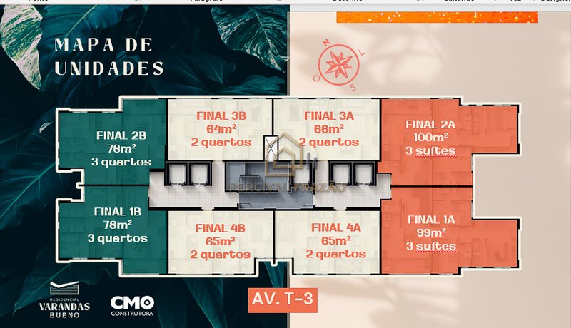 AGIO RESIDENCIAL VARANDAS BUENO 78m2 - R$ 179.292,68 - ANDAR 31 FINAL B - ENTREGA AGO/2026 Avenida T 3 Goiânia - 