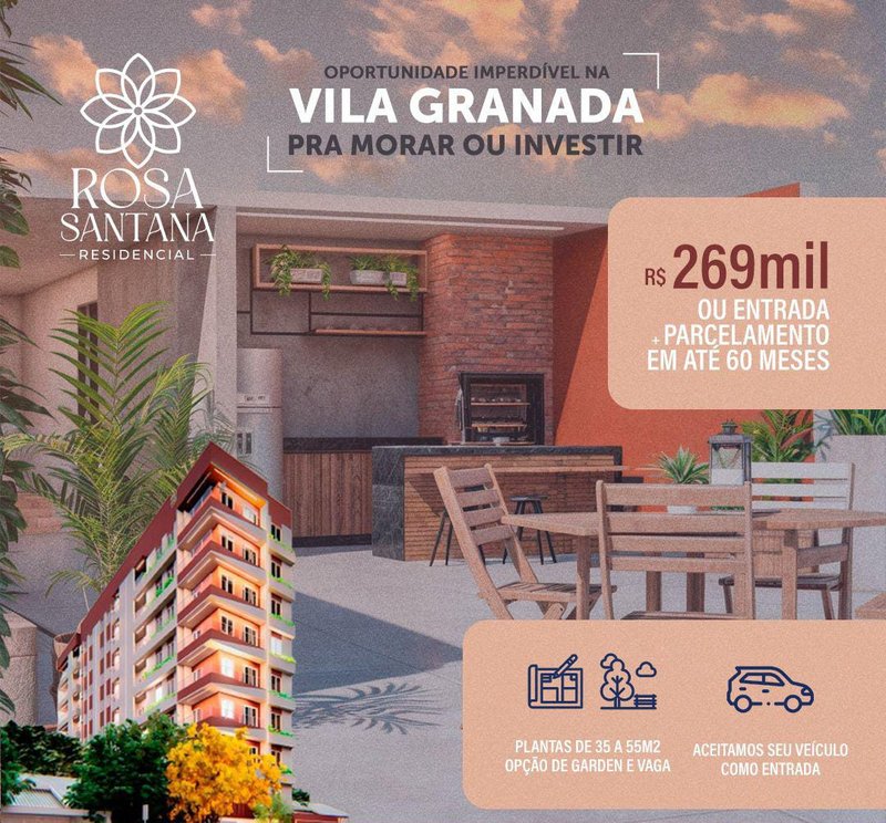Apartamento 2 Dormitórios Vila Granada com Vaga ( Obras Aceleradas) Rua Dona Rosa Santana São Paulo - 