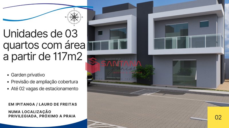 Casa em condomínio 3/4 sendo 2 suítes em Ipitanga Rua Paulo dos Santos Ferreira Lauro de Freitas - 