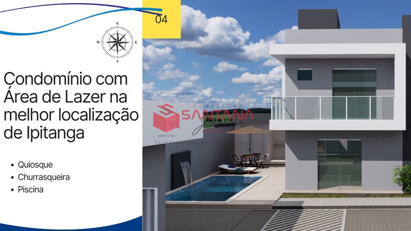 Casa em condomínio 3/4 sendo 2 suítes em Ipitanga Rua Paulo dos Santos Ferreira Lauro de Freitas - 