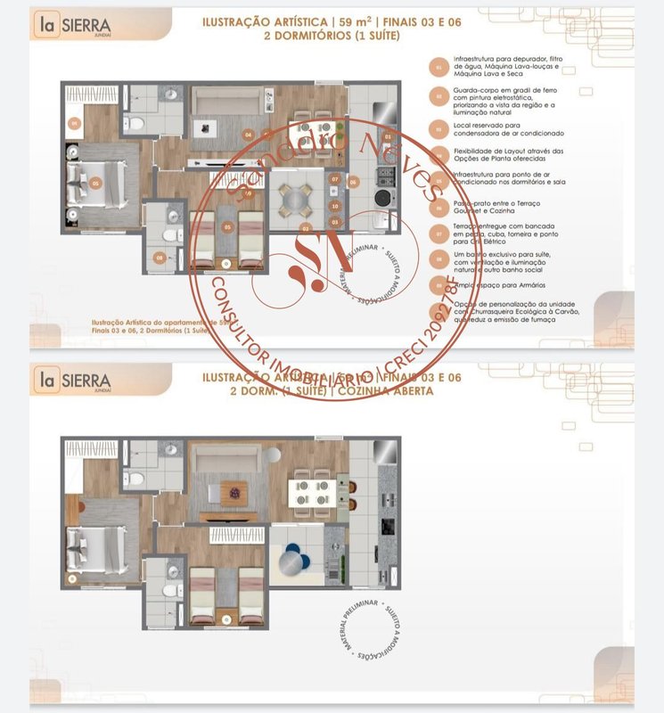 Apartamento À VENDA, 59m² - 2 Dorm. 1 Suíte - R$ 479.000 - LA SIERRA - JUNDIAÌ - SP Avenida Reynaldo de Porcari Jundiaí - 
