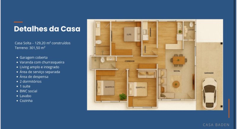CASA COM 1 SUÍTE MAIS 2 DORMITÓRIOS NA GUABIRUBA SUL  Guabiruba - 