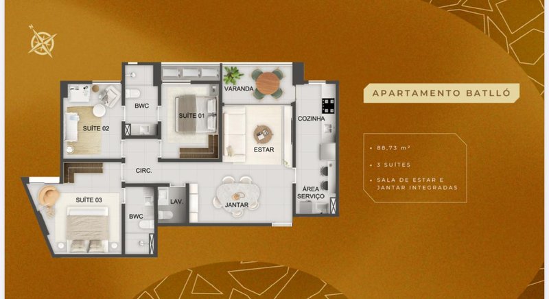 3 suítes. 88m². Varanda Gourmet. lavabo. Nascente. 2 vagas de garagem Rua São Salvador Recife - 